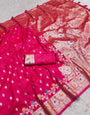 Ephemeral Dark Pink Soft Banarasi Silk Saree With Chatoyant Blouse Piece
