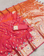 Surpassing Pink Soft Banarasi Silk Saree With Gratifying Blouse Piece
