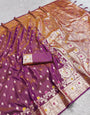 Refreshing Purple Soft Banarasi Silk Saree With Elegant Blouse Piece