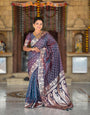 Enamoring Dark Grey Soft Banarasi Silk Saree With Scintillating Blouse Piece