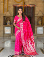 Enigmatic Dark Pink Soft Banarasi Silk Saree With Splendorous Blouse Piece