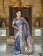 Scrumptious Grey Soft Banarasi Silk Saree With Woebegone Blouse Piece