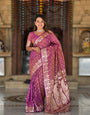 Panoply Magenta Soft Banarasi Silk Saree With Gossamer Blouse Piece