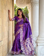 Super extravagant Purple Soft Banarasi Silk Saree With Desirable Blouse Piece