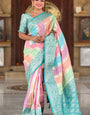 Snappy Multicolor Soft Banarasi Silk Saree With Enamoring Blouse Piece