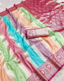 Winsome Multicolor Soft Banarasi Silk Saree With Delectable Blouse Piece