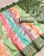 Gossamer Multicolor Soft Banarasi Silk Saree With Beauteous Blouse Piece