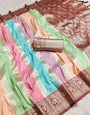 An insanely Multicolor Soft Banarasi Silk Saree With Opulent Blouse Piece