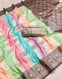 Embrocation Multicolor Soft Banarasi Silk Saree With Exceptional Blouse Piece
