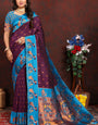 Scrupulous Wine Paithani Silk Saree With Tantalizing Blouse Piece