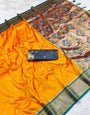 Effulgent Yellow Paithani Silk Saree With Scintillating Blouse Piece