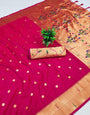 Redolent Dark Pink Paithani Silk Saree With Evocative Blouse Piece