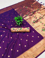 Pretty Purple Paithani Silk Saree With Pleasurable Blouse Piece