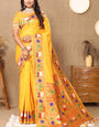 Radiant Yellow Paithani Silk Saree With Ineffable Blouse Piece