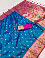 Staring Firozi Paithani Silk Saree With Flaunt Blouse Piece