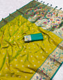 Whimsical Mehndi Paithani Silk Saree With Unequalled Blouse Piece