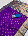 Petrichor Purple Paithani Silk Saree With Ephemeral Blouse Piece