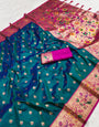Divine Rama Paithani Silk Saree With Inspiring Blouse Piece
