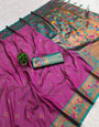 Invaluable Magenta Paithani Silk Saree With Flaunt Blouse Piece