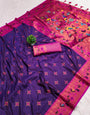 Majestic Purple Paithani Silk Saree With Easy on the eyes Blouse Piece
