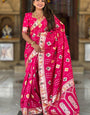 Opulent Dark Pink Soft Banarasi Silk Saree With Glowing Blouse Piece