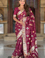 Felicitous Wine Soft Banarasi Silk Saree With Delectable Blouse Piece