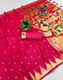 Beleaguer Dark Pink Paithani Silk Saree With Exquisite Blouse Piece