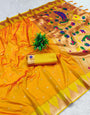 Blooming Mustard Paithani Silk Saree With Outstanding Blouse Piece