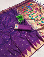 Beguiling Purple Paithani Silk Saree With Pulsating Blouse Piece