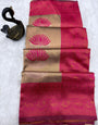 Inspiring Beige and Dark Pink Soft Silk Saree With Glorious Blouse Piece