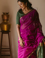 Admirable Dark Pink Cotton Silk Saree With Confounding Blouse Piece