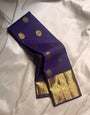 Jubilant Navy Blue Soft Silk Saree With Imaginative Blouse Piece