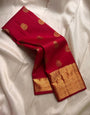 Unequalled Red Soft Silk Saree With Lagniappe Blouse Piece