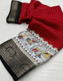 Forbearance Maroon Digital Printed Dola Silk Saree With Demesne Blouse Piece