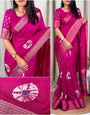 Extraordinary Dark Pink Digital Printed Dola Silk Saree With Stunning Blouse Piece