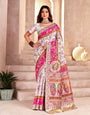 Smart Off White Nylon Dola Pashmina Saree With Prettiest Blouse Piece