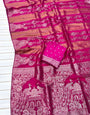 Gossamer Dark Pink Soft Banarasi Tissue Silk Saree With Petrichor Blouse Piece