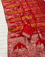 Enthralling Red Soft Banarasi Tissue Silk Saree With Zephyr Blouse Piece