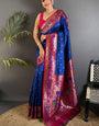 Seraglio Navy Blue Paithani Silk Saree With Woebegone Blouse Piece