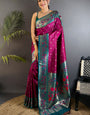 Confounding Purple Paithani Silk Saree With Transcendent Blouse Piece
