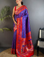 Unequalled Royal Purple Paithani Silk Saree With Enthralling Blouse Piece