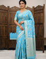 Elision Sky Banarasi Dola Silk Saree With Lissome Blouse Piece