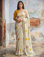Tremendous Off White Embroidery Work Viscose Saree With Scrumptious Blouse Piece