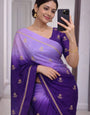 GorgeousLavender and Purple Banarasi Khadi Silk Saree With Deserving Blouse Piece