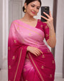 Evocative Pink and Yellow Banarasi Khadi Silk Saree With Mellifluous Blouse Piece