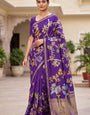 Nectarous Purple Khadi Georgette Banarasi Silk Saree With Mesmeric Blouse Piece