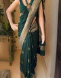 Surreptitious Dark Green Soft Silk Saree With Magnificat Blouse Piece