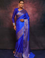 Flattering Royal Blue Soft Silk Saree With Charming Blouse Piece