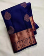 Conflate Navy Blue Soft Silk Saree With Palimpsest Blouse Piece