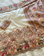 Embrocation Beige Pashmina saree With Bewitching Blouse Piece